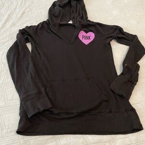 PINK Black light Hoodie with Purple Heart Logo and anima print back